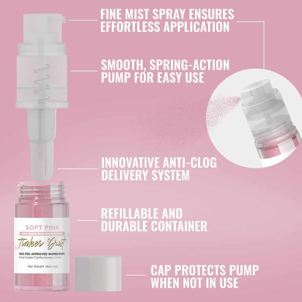 Soft Pink Edible Glitter Spray 4g Pump | Tinker Dust®-B2C_Tinker Dust_Mini Pump-bakell