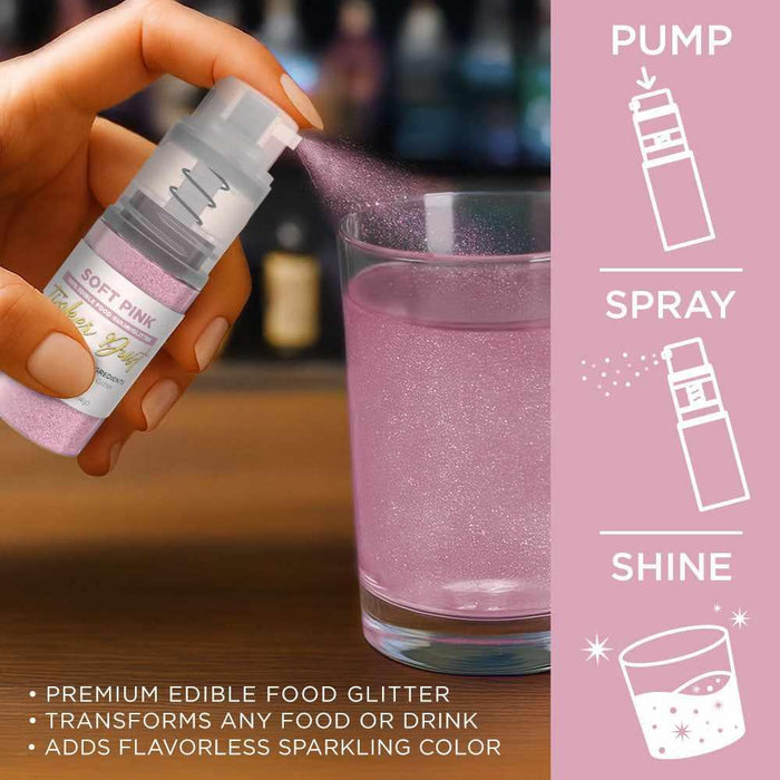 Soft Pink Edible Glitter Spray 4g Pump | Tinker Dust®-B2C_Tinker Dust_Mini Pump-bakell