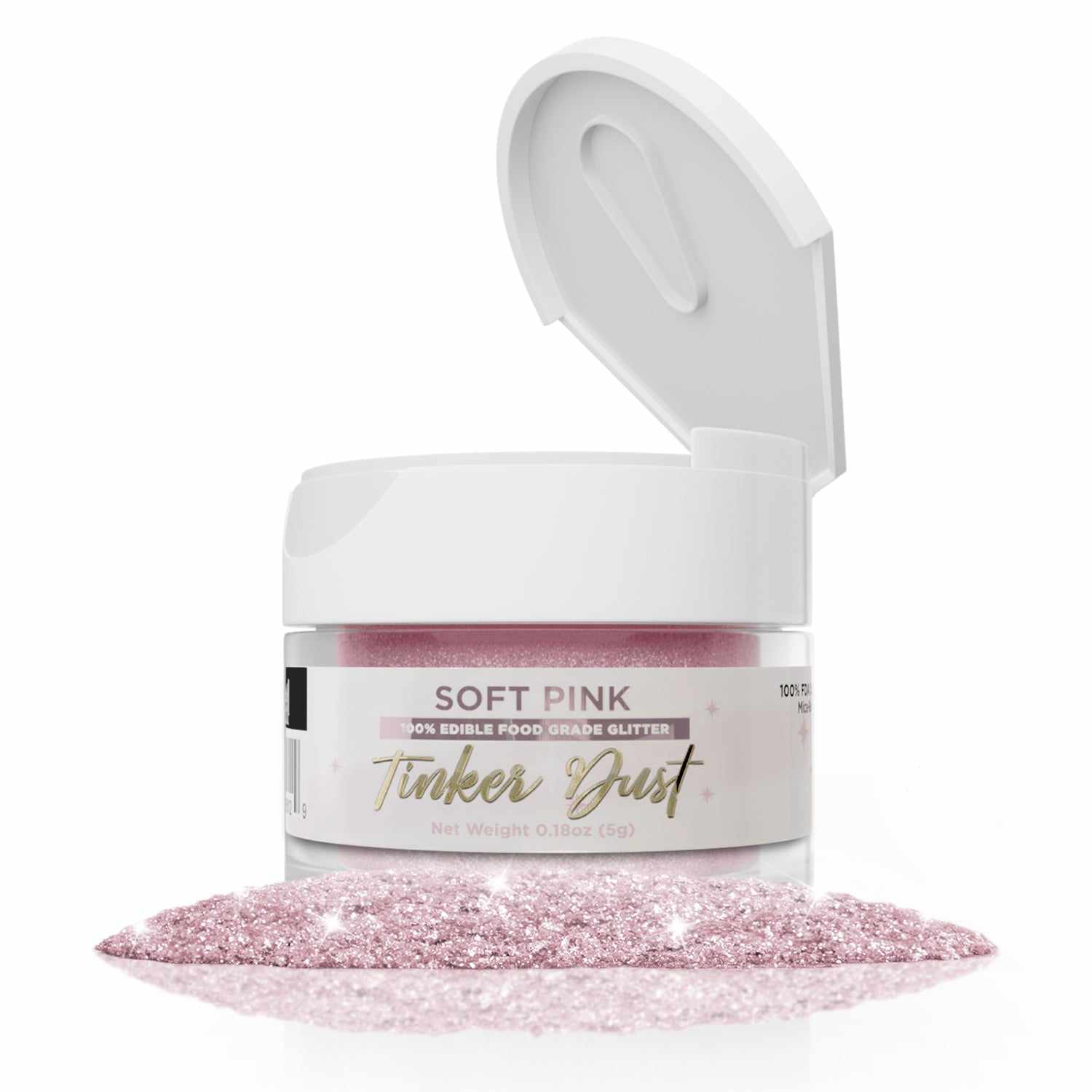 Soft Pink Tinker Dust Edible Glitter, 5g Jar Bakell® Food Grade Gourmet  Dessert, Food & Drink Garnish Pearlized Shimmer Sparkle Sprinkle 