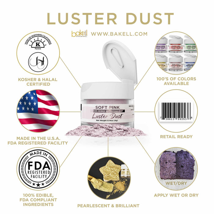 Bakell Soft Pink Edible Pearlized Luster Dust | Bakell.com