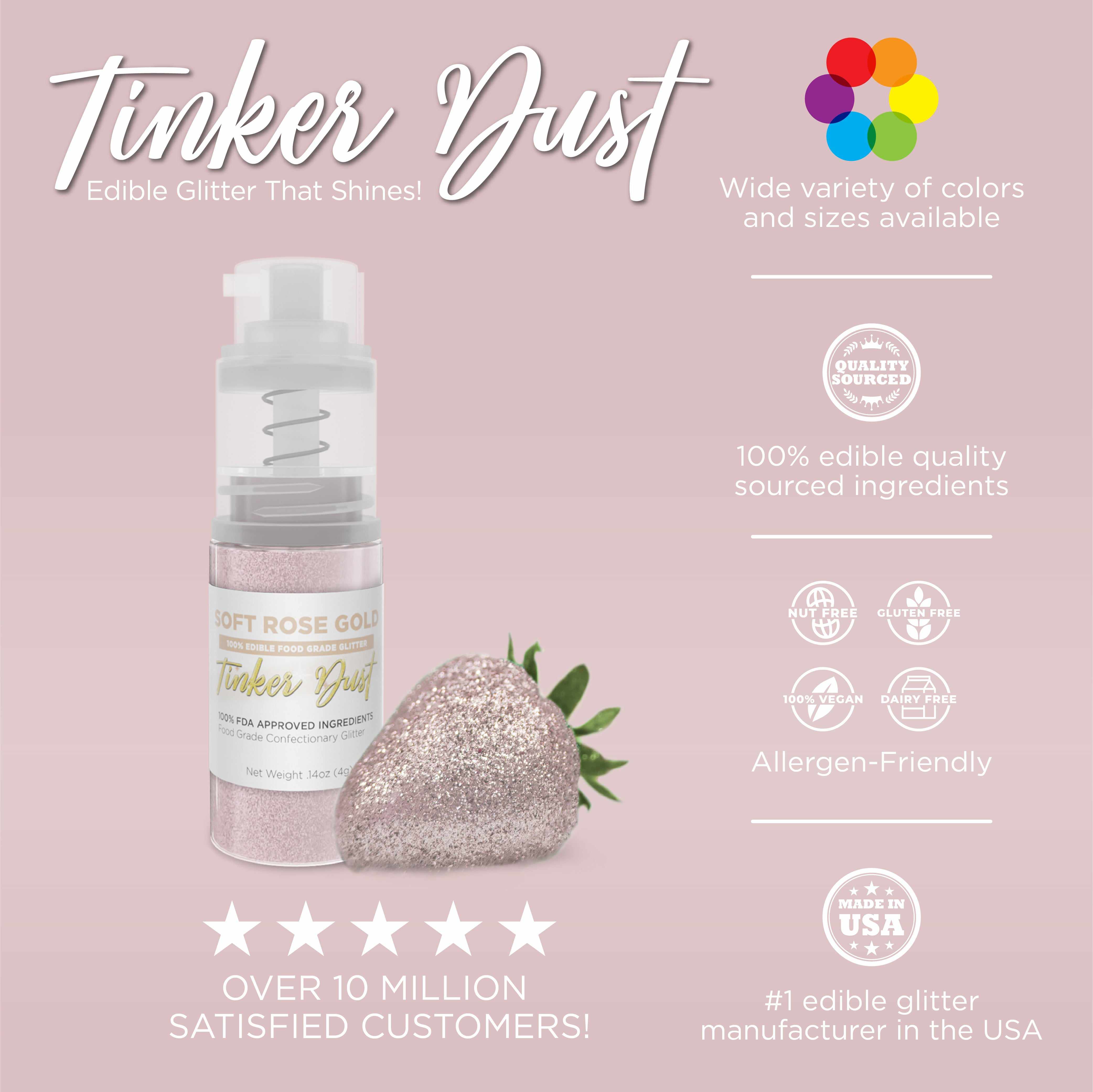 Soft Rose Gold Edible Glitter Spray 25g Pump | Tinker Dust®-B2C_Tinker Dust_25g Pump-bakell