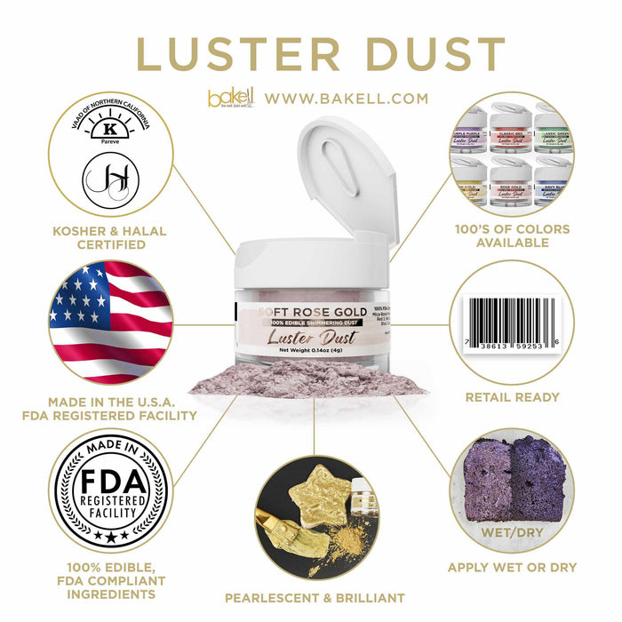 Soft Rose Gold Edible Luster Dust & Paint | FDA Approved | Bakell.com