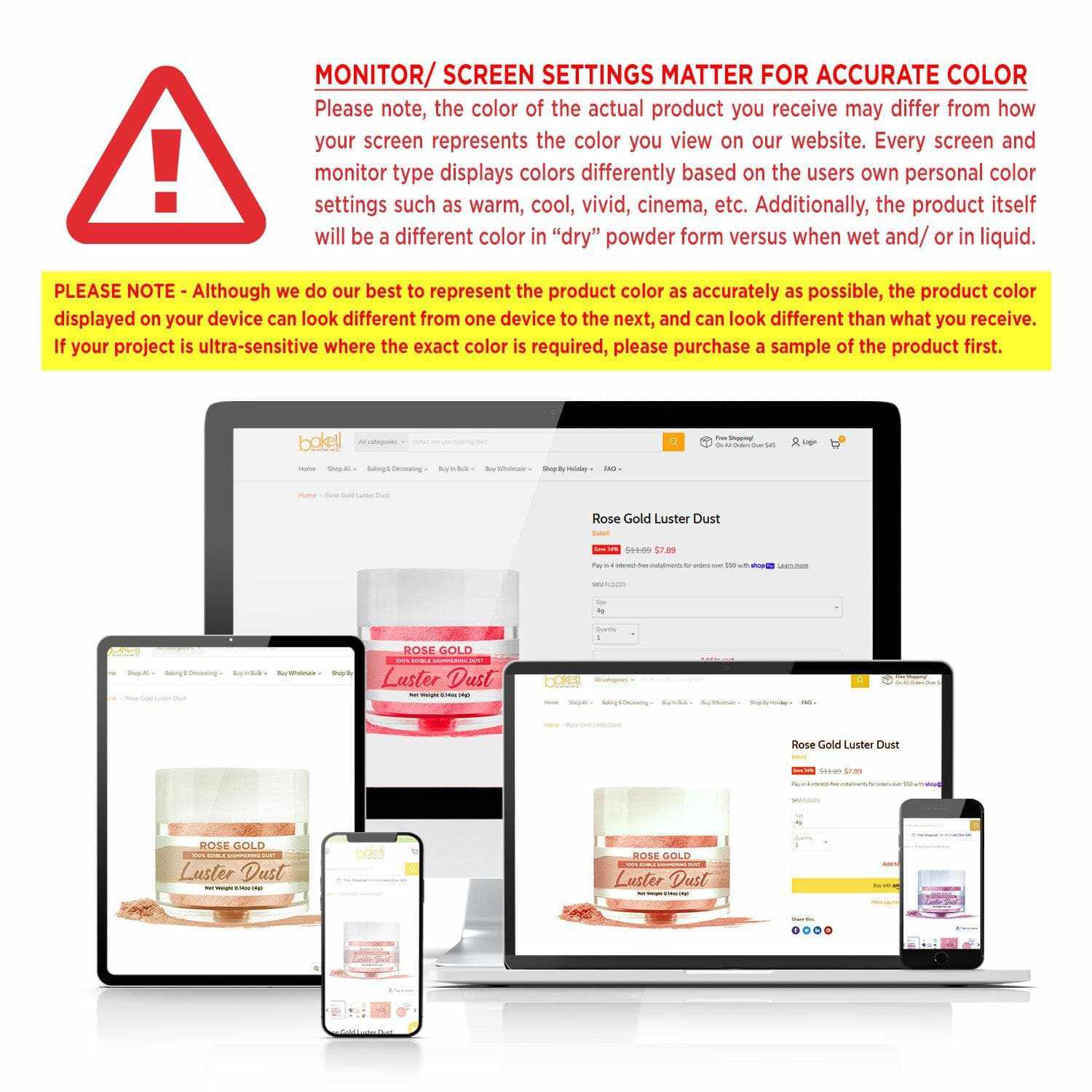 Soft Rose Gold Edible Luster Dust & Paint | FDA Approved | Bakell.com