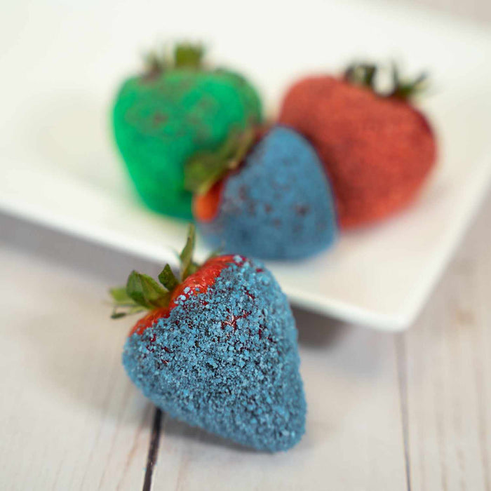 Sweet & Sour Strawberry Delicacies | Tips Dipped in Pink Cotton Candy Sugar | Enhance with Candy Toppers