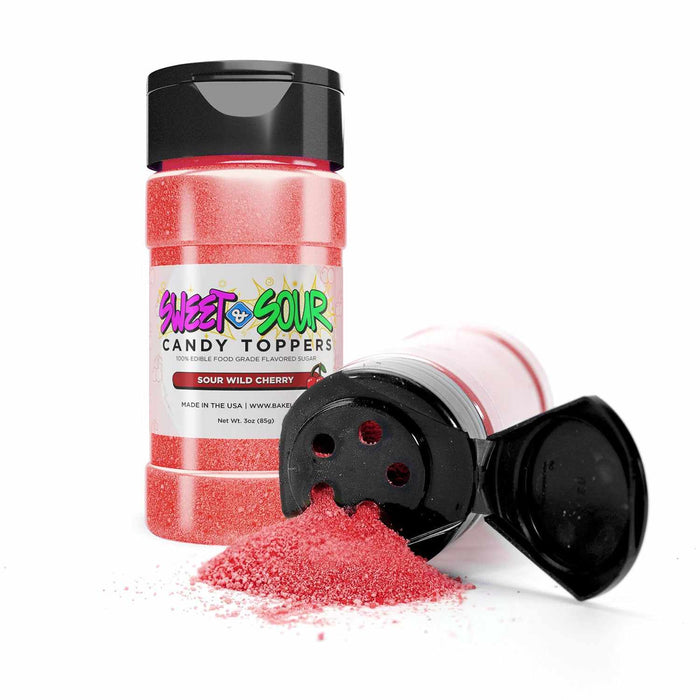 Bursting Flavor Delight | Sweet & Sour Candy Toppers Overflowing in 85g Container | Tangy Wild Cherry Sensation