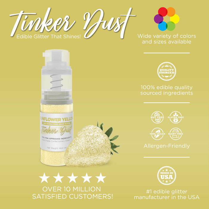 Sunflower Yellow Edible Glitter Spray 25g Pump | Tinker Dust®-B2C_Tinker Dust_25g Pump-bakell