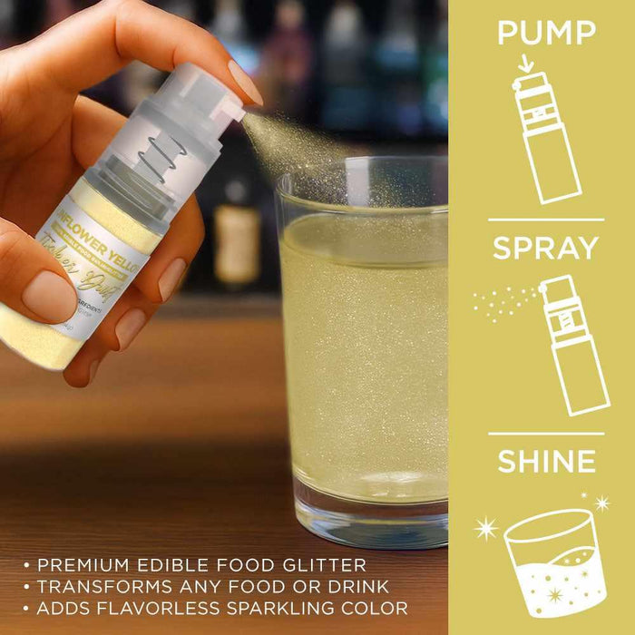 Sunflower Yellow Edible Glitter Spray 4g Pump | Tinker Dust®-B2C_Tinker Dust_Mini Pump-bakell