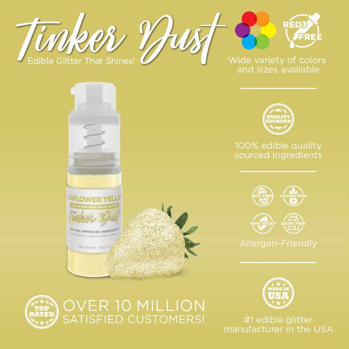 Sunflower Yellow Tinker Dust® Glitter | 4g Spray Pump Private Label-Private Label_Tinker Dust_Mini Pump-bakell