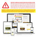 Digital devices displaying a yellow color-changing glitter product page with a warning about color accuracy.