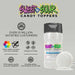 White Sweet Birthday Cake candy toppers shaker with sprinkles, allergen-friendly.
