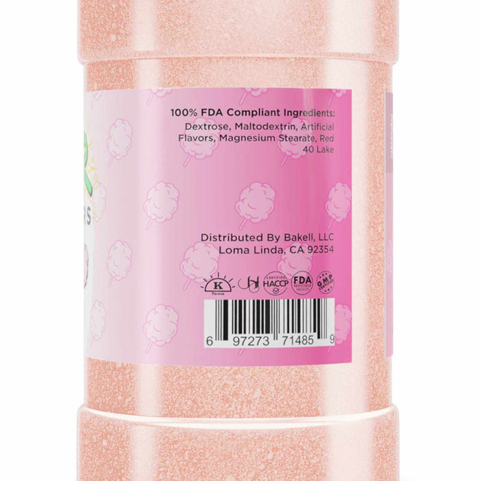 Close-up of FDA-compliant ingredient label for Sweet & Sour Candy Toppers | Quality assurance in pink | Transparency and trust in every bite