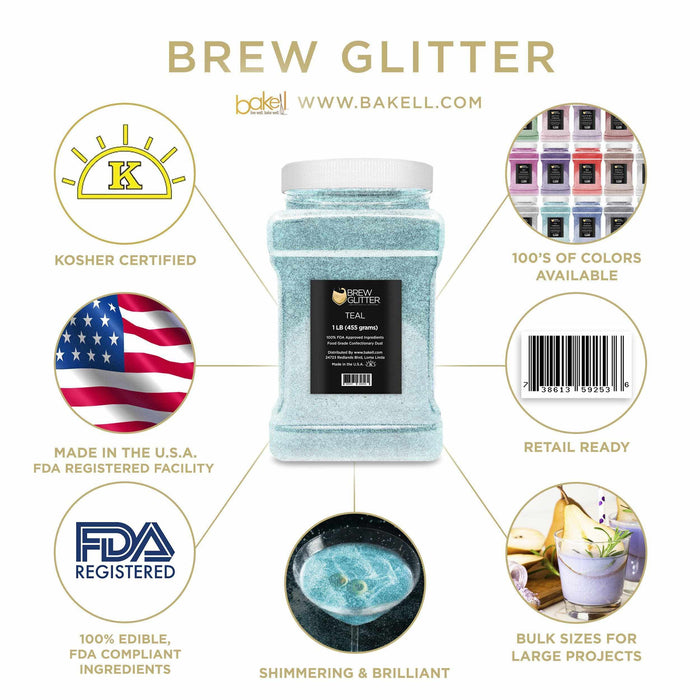 Teal Beverage Glitter | Sparkling Edible Glitter | Bakell