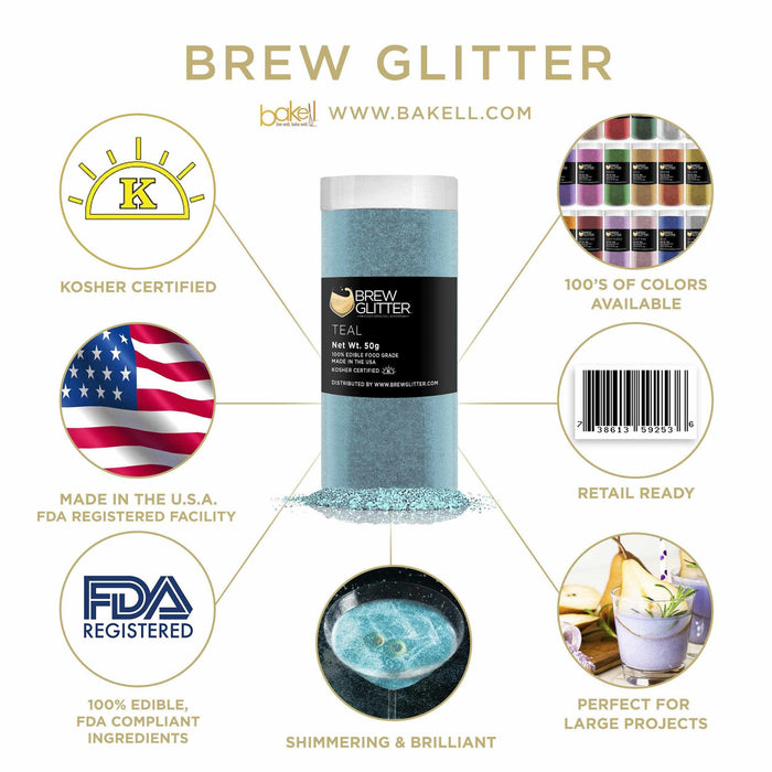 Teal Beverage Glitter | Sparkling Edible Glitter | Bakell