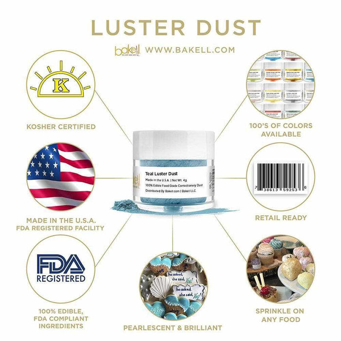Teal Luster Dust 4 Gram Jar-Luster Dust_4G_Google Feed-bakell