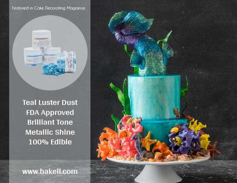 Blue Teal Luster Dust | 100% Edible & Kosher Pareve | Wholesale | Bakell.com