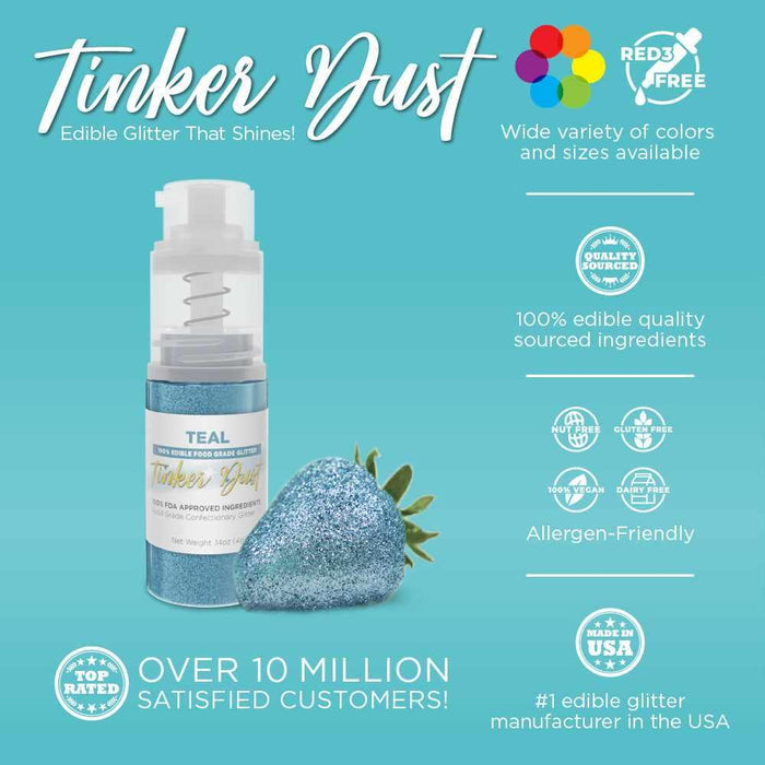 Teal Tinker Dust® Glitter | 4g Spray Pump Private Label-Private Label_Tinker Dust_Mini Pump-bakell
