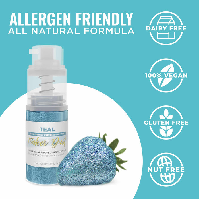 Teal Tinker Dust® Glitter | 4g Spray Pump Private Label-Private Label_Tinker Dust_Mini Pump-bakell