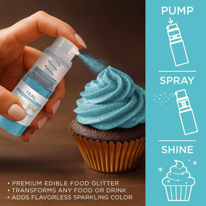 Teal Tinker Edible Glitter Spray 4g Pump | Tinker Dust®-B2C_Tinker Dust_Mini Pump-bakell