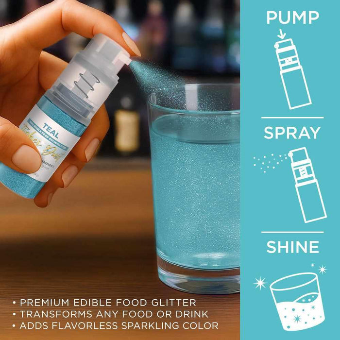 Teal Tinker Edible Glitter Spray 4g Pump | Tinker Dust®-B2C_Tinker Dust_Mini Pump-bakell