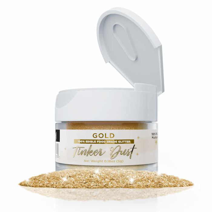 Tinker Dust Gold edible Glitter 5 gram Jar