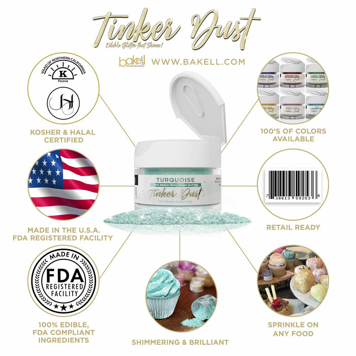 Turquoise Edible Glitter | Tinker Dust® 5 Grams-Tinker Dust_5G_Google Feed-bakell