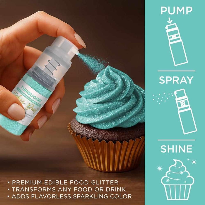 Turquoise Tinker Edible Glitter Spray 4g Pump | Tinker Dust®-B2C_Tinker Dust_Mini Pump-bakell