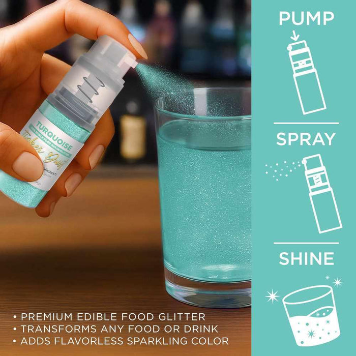 Turquoise Tinker Edible Glitter Spray 4g Pump | Tinker Dust®-B2C_Tinker Dust_Mini Pump-bakell