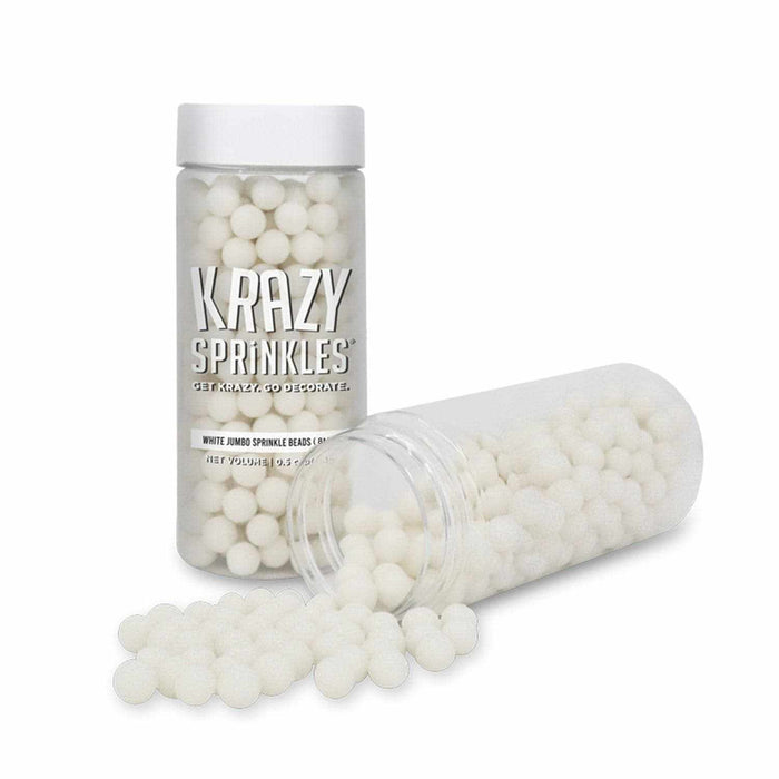White 8mm Beads Sprinkle | Krazy Sprinkles | Bakell