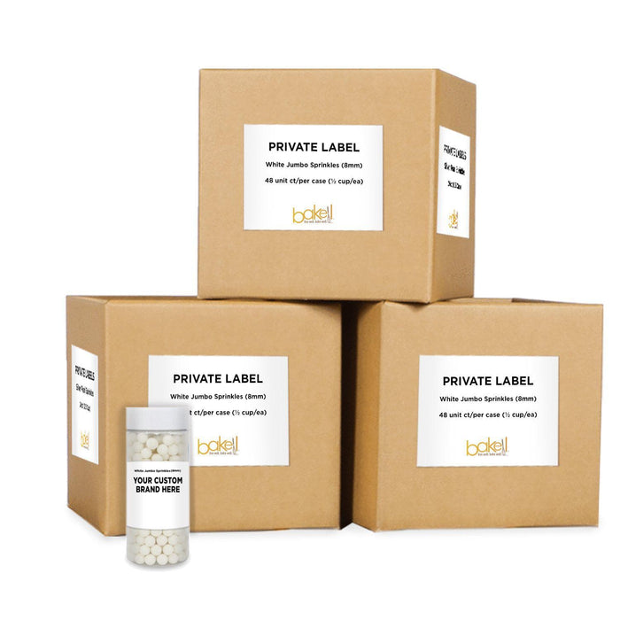 White 8mm Beads Sprinkles | Private Label (48 units per/case) | Bakell