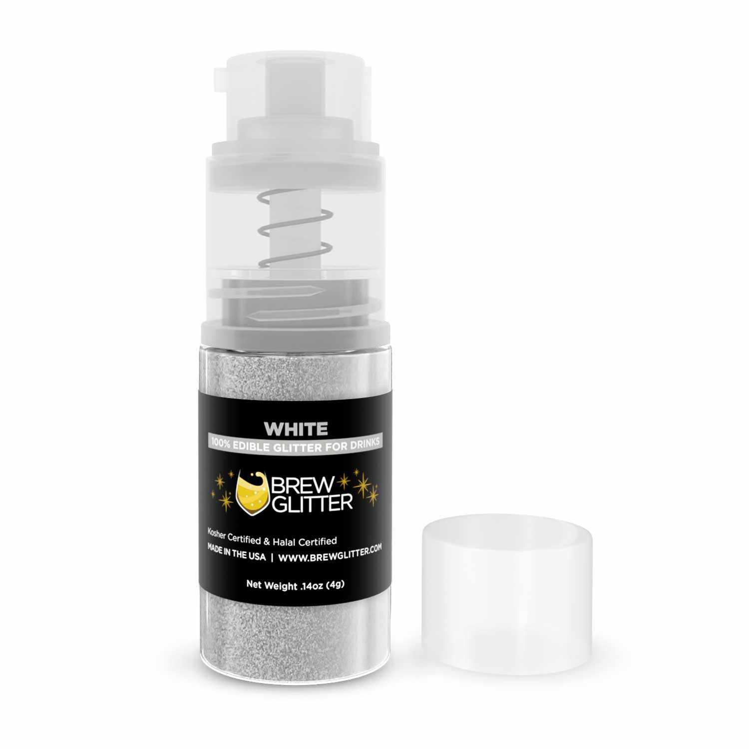 White Edible Glitter Mini Spray Pump | Brew Glitter | Bakell