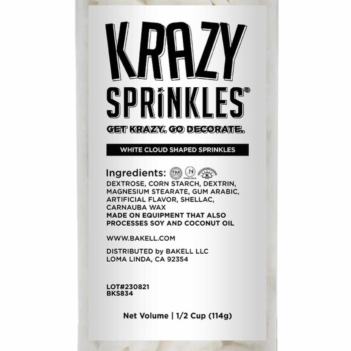 White Cloud Shaped Sprinkles by Krazy Sprinkles  | Bakell