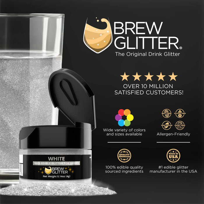 White Edible Glitter for Drinks | Brew Glitter®-Beer Glitter-bakell
