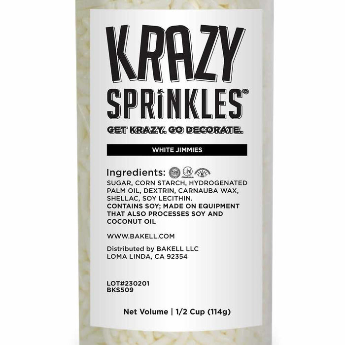 White Jimmies Sprinkles | Bulk Size Krazy Sprinkles | Bakell