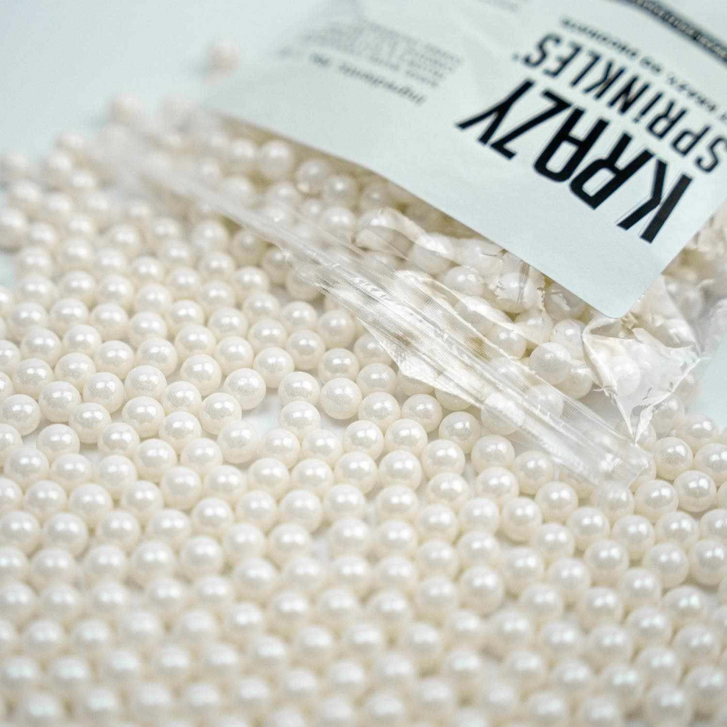White Pearl 8mm Beads Sprinkles | Krazy Sprinkles | Bakell