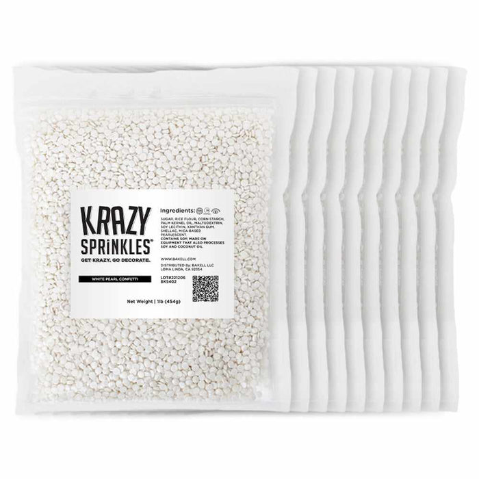 White Pearl Confetti Sprinkle | Krazy Sprinkles | Bakell