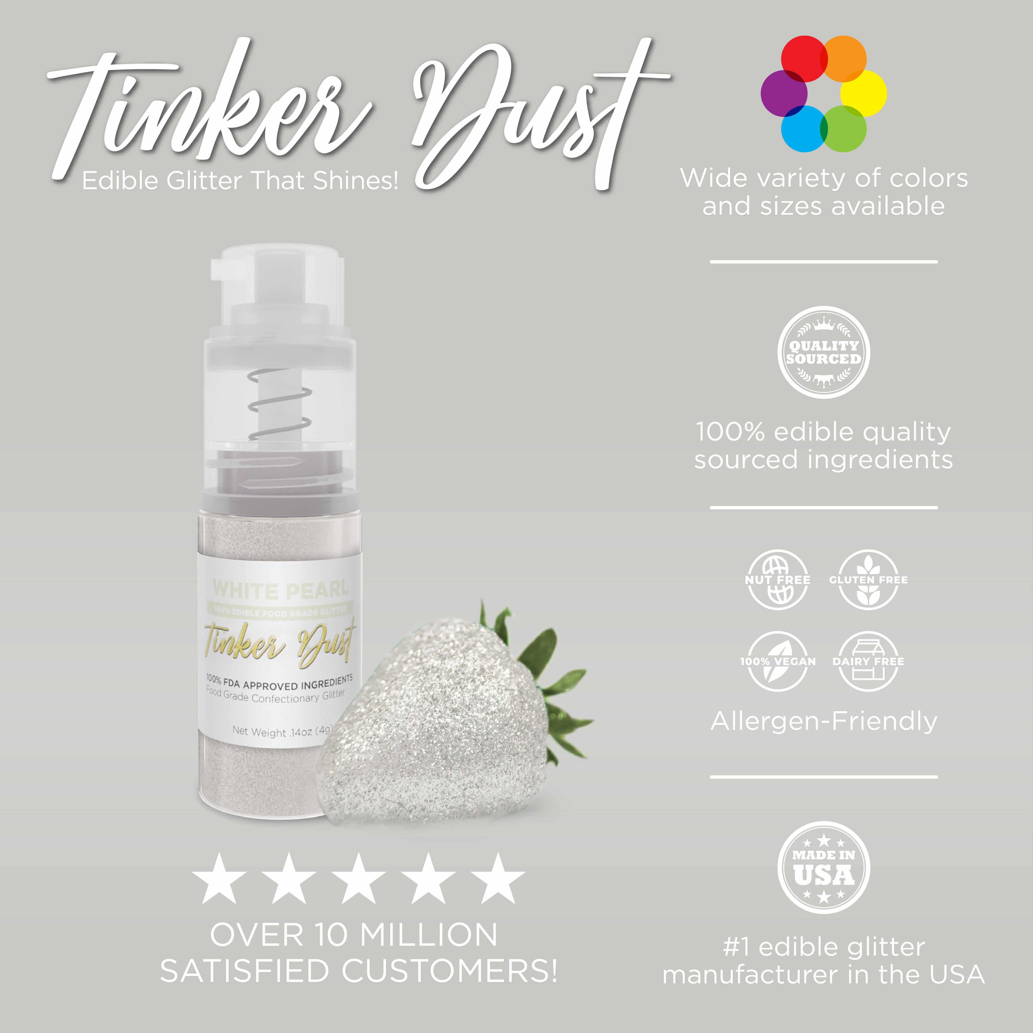 White Pearl Edible Glitter Spray 25g Pump | Tinker Dust®-B2C_Tinker Dust_25g Pump-bakell