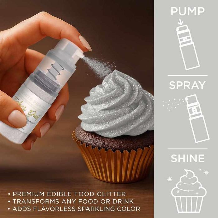 White Pearl Edible Glitter Spray 4g Pump | Tinker Dust®-B2C_Tinker Dust_Mini Pump-bakell