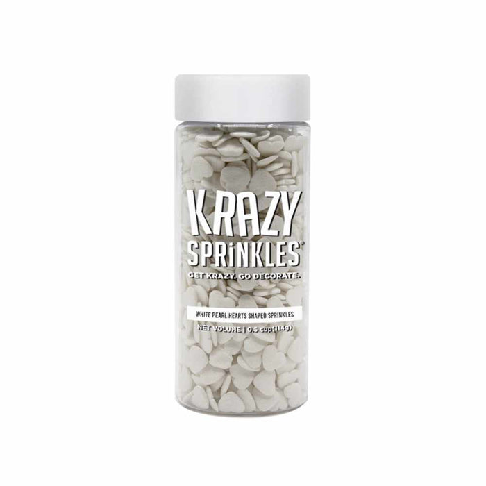 White Pearl Hearts Shaped Sprinkles-Krazy Sprinkles_HalfCup_Google Feed-bakell