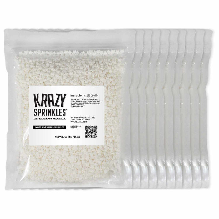 White Star Shapes by Krazy Sprinkles®|Wholesale Sprinkles