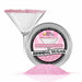 product image for pink glitter cocktail sugars next to a rimmed glass