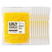 Yellow 8mm edible sprinkle beads in clear 1lb bags, stacked for bulk sale.