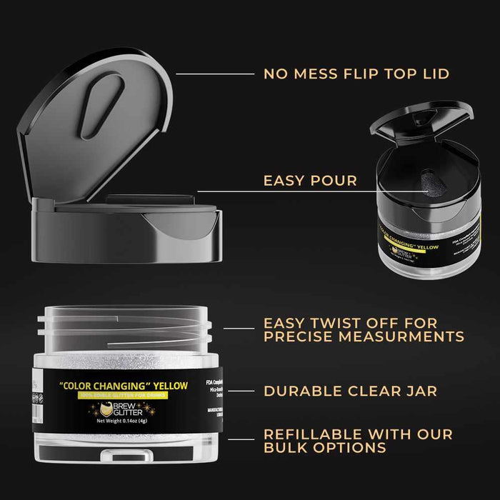 Yellow Color Changing Brew Glitter® | 4 Gram Jar-Google Feed_Brew Glitter-bakell