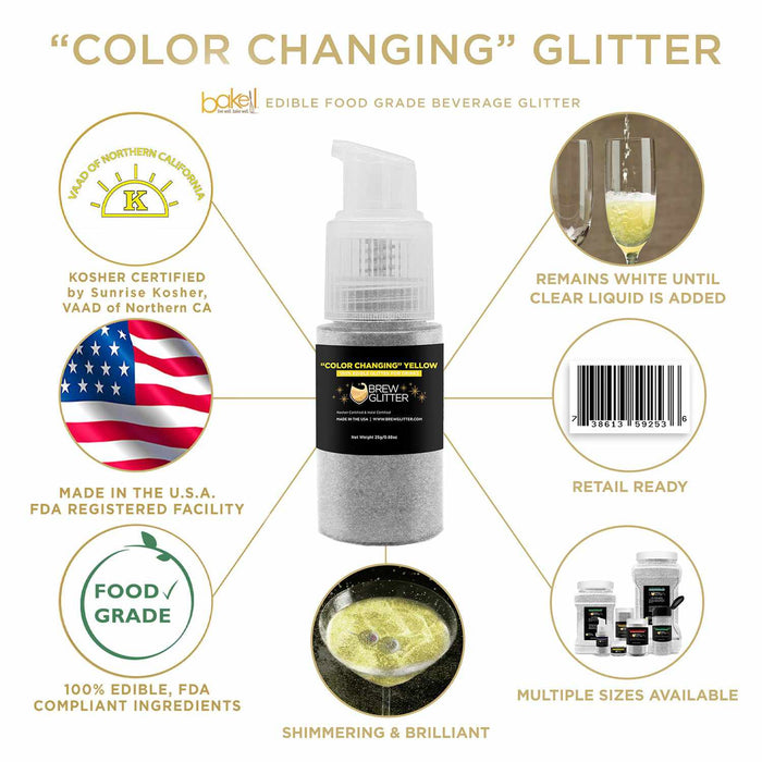 Yellow Color Changing Brew Glitter® Spray Pump Private Label-Private Label_Color Changing Brew Glitter Pump-bakell