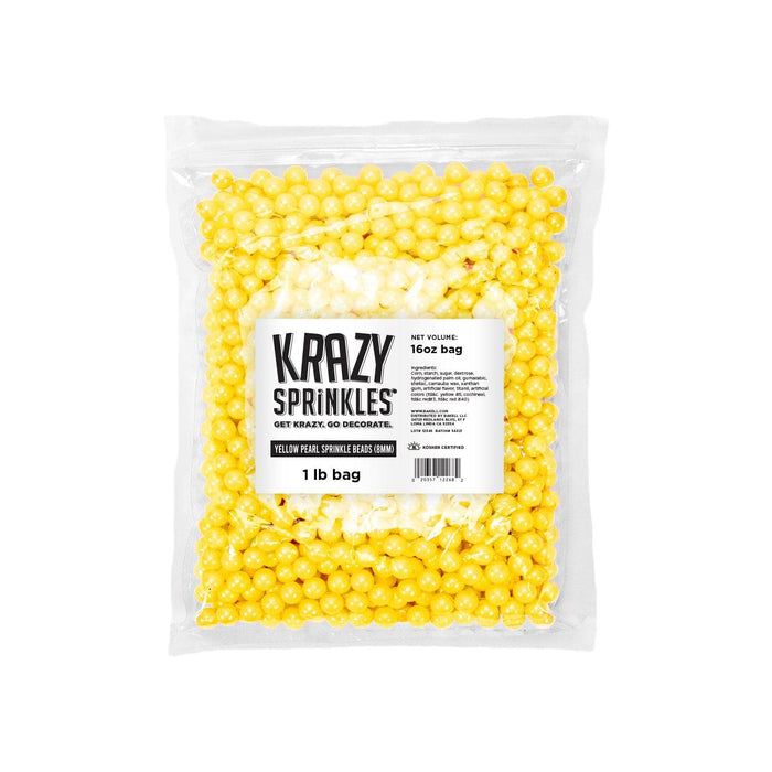Yellow Pearl 8mm Beads Sprinkles | Krazy Sprinkles | Bakell