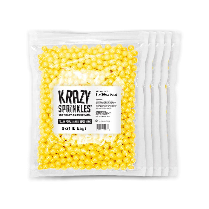 Yellow Pearl 8mm Beads Sprinkles | Krazy Sprinkles | Bakell