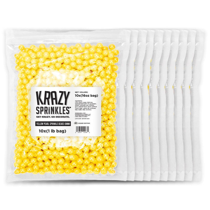 Yellow Pearl 8mm Beads Sprinkles | Krazy Sprinkles | Bakell