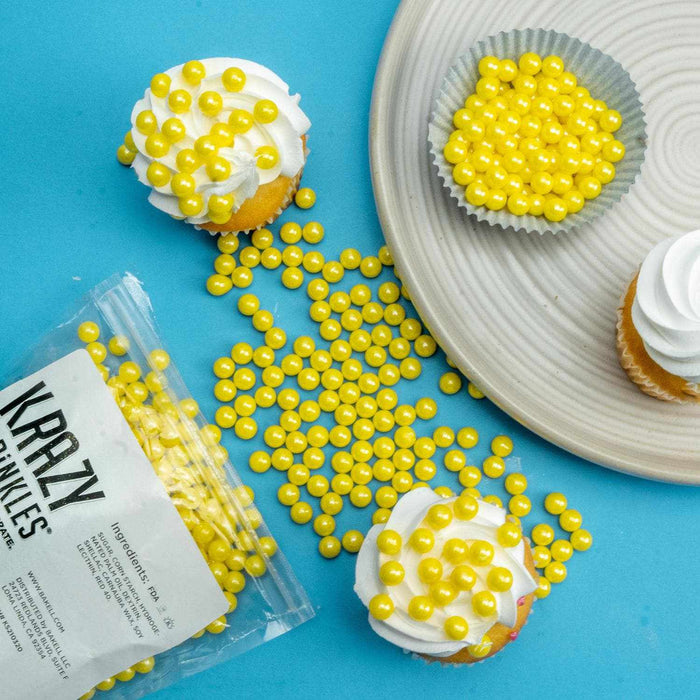 Yellow Pearl 8mm Beads Sprinkles | Krazy Sprinkles | Bakell