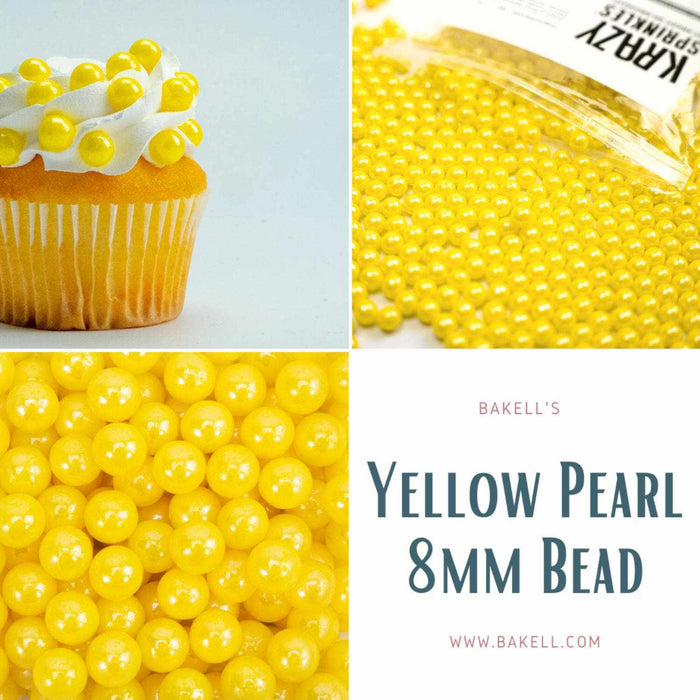 Yellow Pearl 8mm Beads Sprinkles | Krazy Sprinkles | Bakell