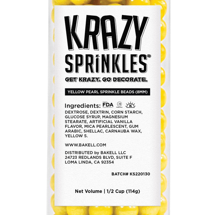 Bulk Size Yellow Pearl 8mm Beads Sprinkles| Krazy Sprinkles
