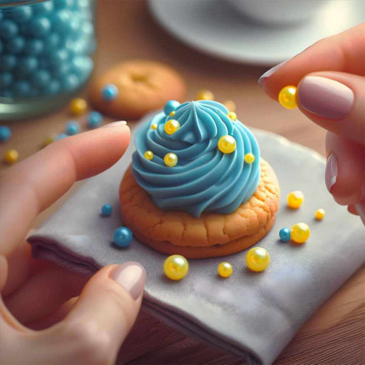 Cookie covered in Yellow Pearl Krazy Sprinkles